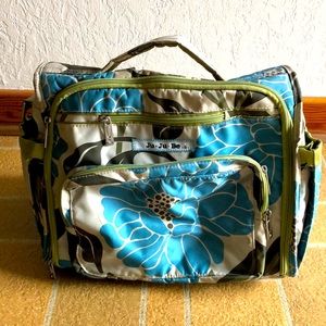 Ju-Ju Be Backpack Travel / Diaper Bag Teal and Green Floral